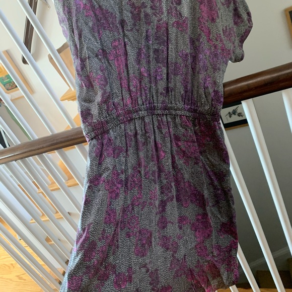 Rebecca Taylor 100% Silk gray/ purple floral dress - Picture 4 of 5